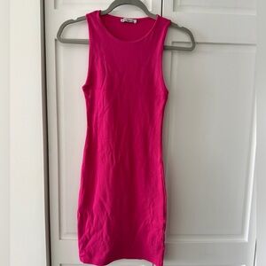 Zara Hot Pink Bodycon Mini Dress S | Fitted Sleeveless Stretch Tank Dress